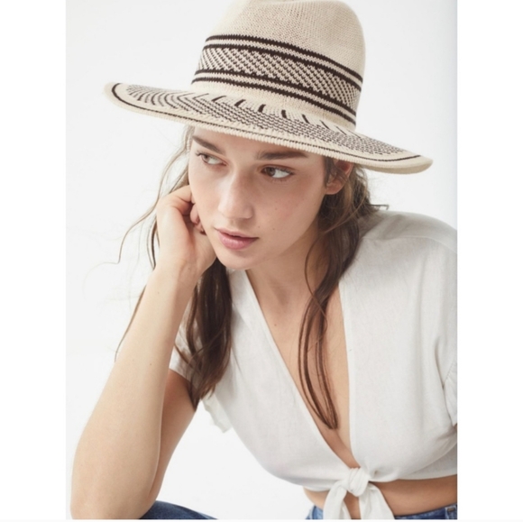 Anthropologie Wyeth Nubby Striped Panama Hat